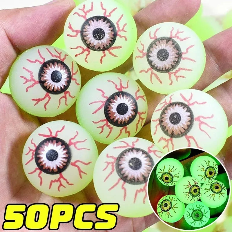 Glow in the Dark Eyeball Bouncy Balls for Halloween Party Decor