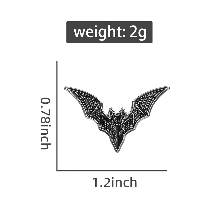 Gothic Bat Enamel Pin – Vintage Halloween Lapel Brooch
