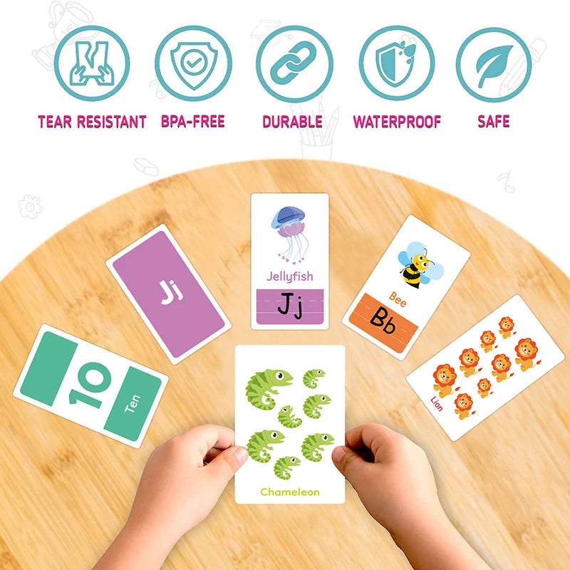 Montessori Flash Cards – 58-Piece Alphabet, Number & Shape Learning Set