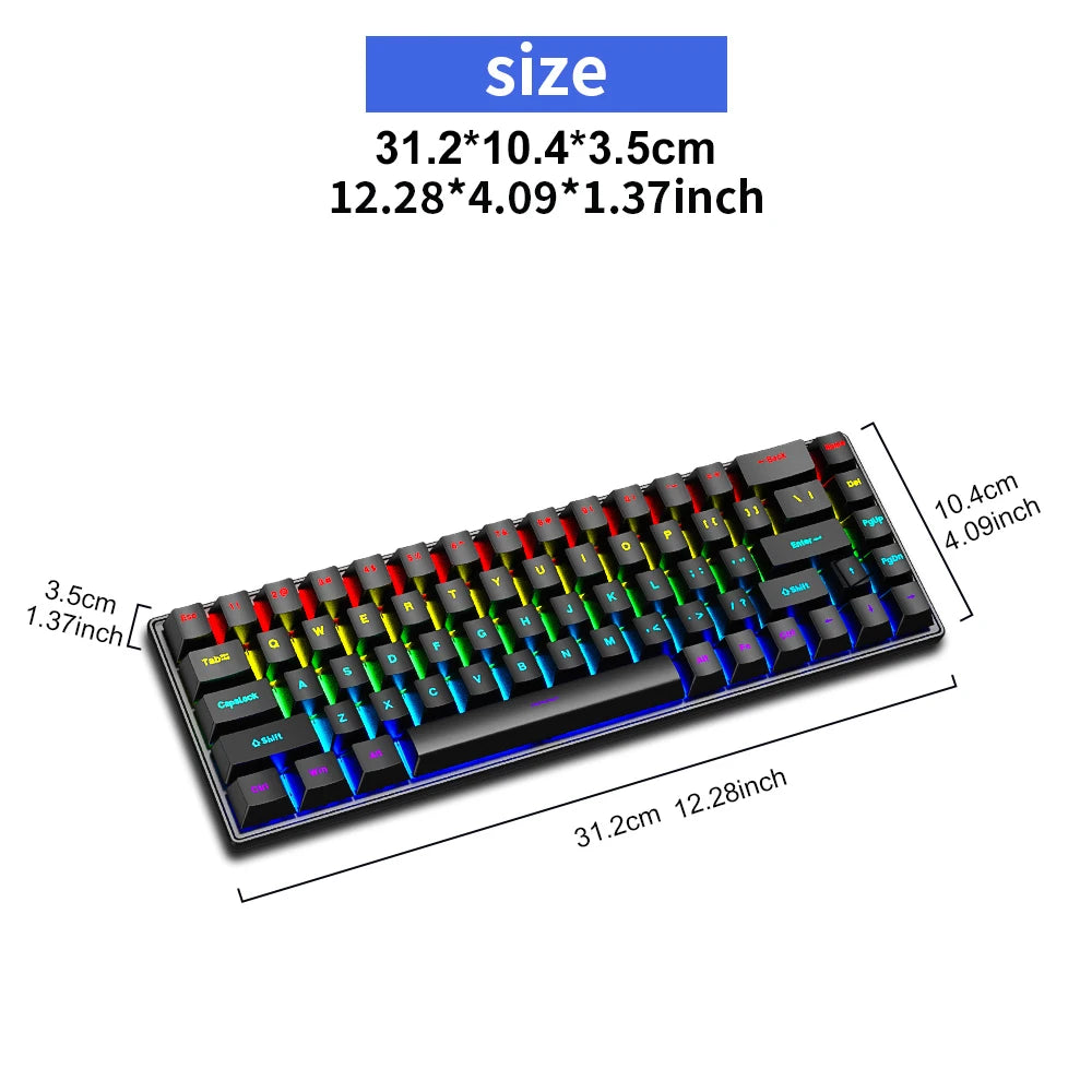 68 Key Mechanical Keyboard – RGB Wired Gaming & Office Keyboard