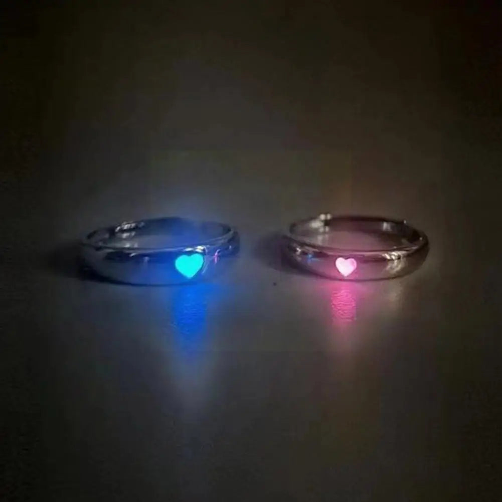 Glow in the Dark Ring – Adjustable Luminous Heart Couple Ring