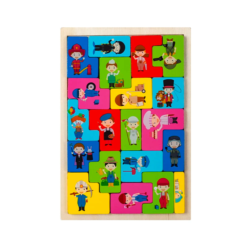 Wooden Animal Puzzle – Montessori Logic & Matching Toy for Kids