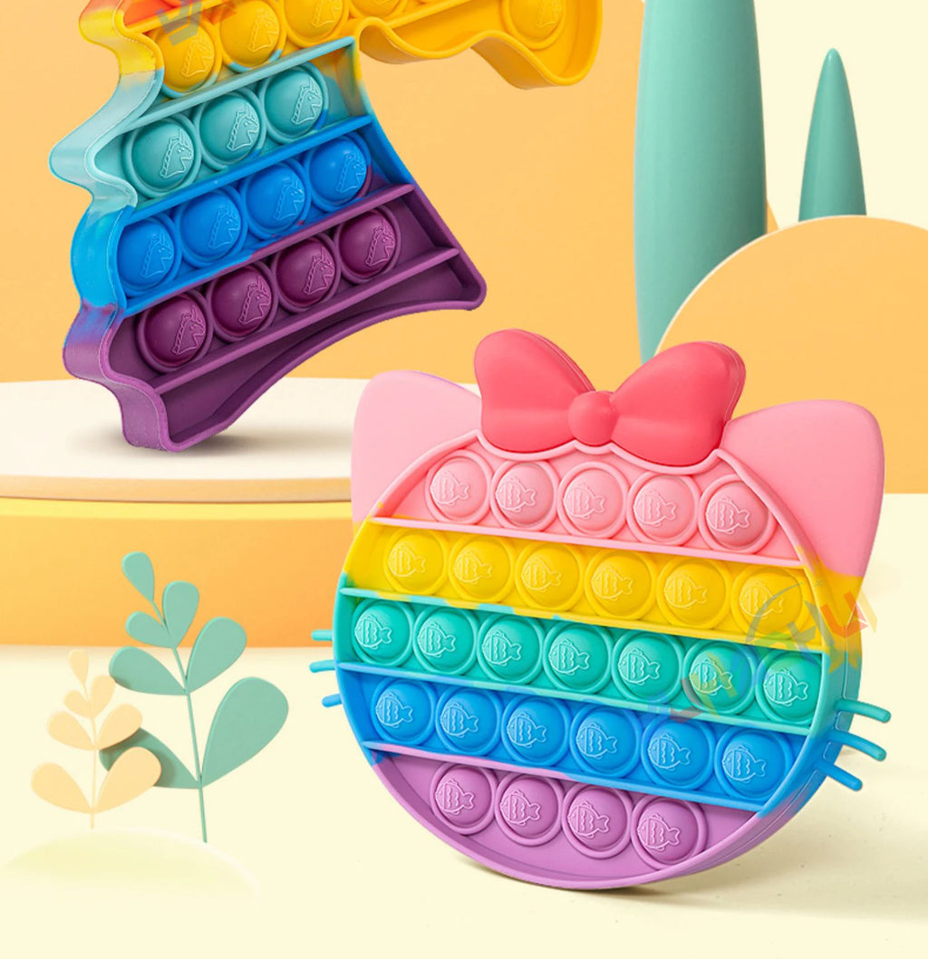 Pop It Fidget Toy – Rainbow Bubble Pop Sensory Stress Relief Toy