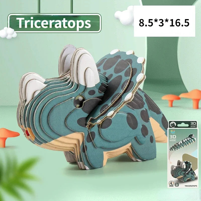 3D Dinosaur Puzzle Paper Animal Model Educational Toy