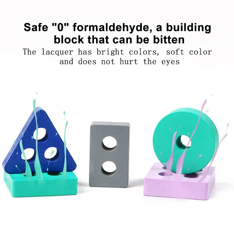 Wooden Building Blocks – Color & Shape Matching Puzzle Toy