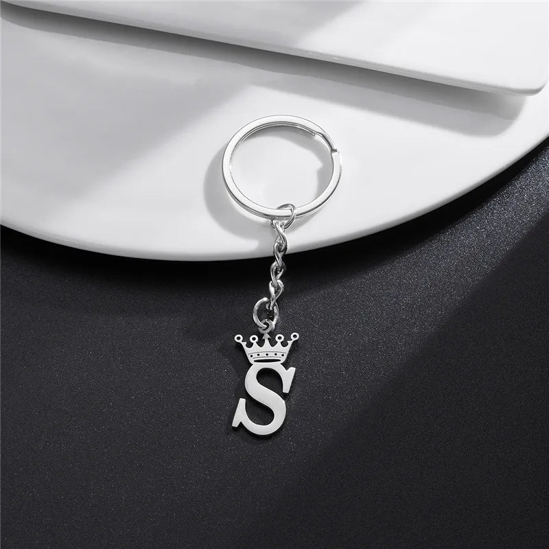 Initial Letter Keychain – Stainless Steel Alphabet Key Ring