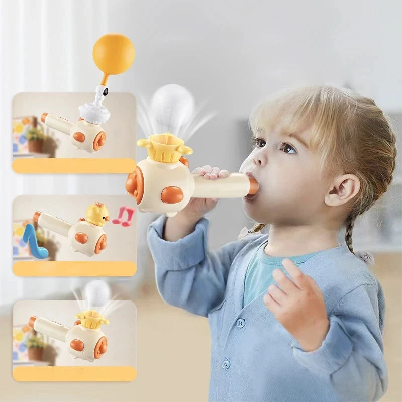 Montessori Sensory Toy 3-in-1 Blowing Floating Ball & Whistle Game