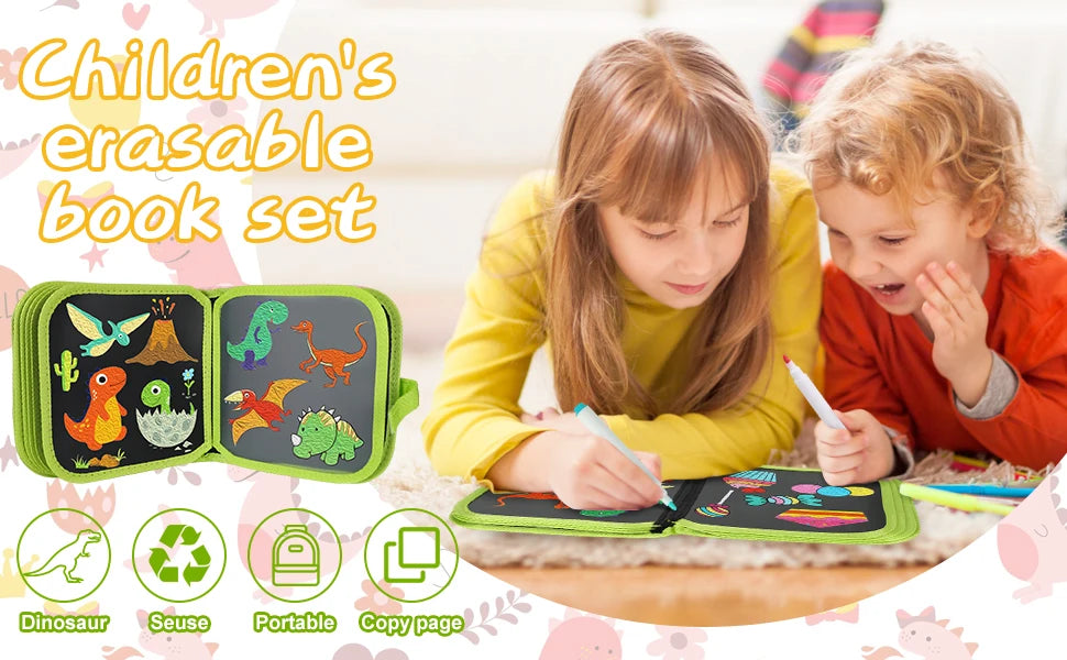 Reusable Drawing Book for Kids – Erasable Doodle Pad with Drawing Pens