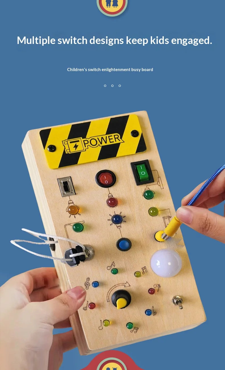 Wooden Busy Board for Kids – Montessori Sensory Learning Toy