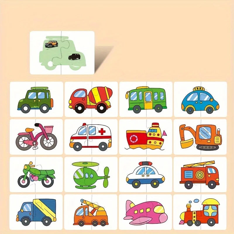 Montessori Puzzle Cards – 16-Piece Toddler Matching Game