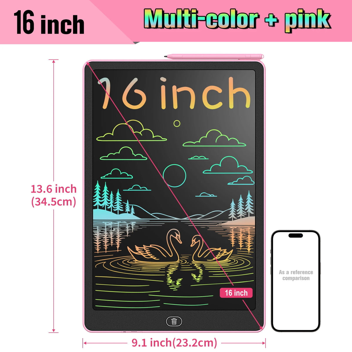 16 Inch LCD Writing Tablet Reusable Drawing Board for Kids