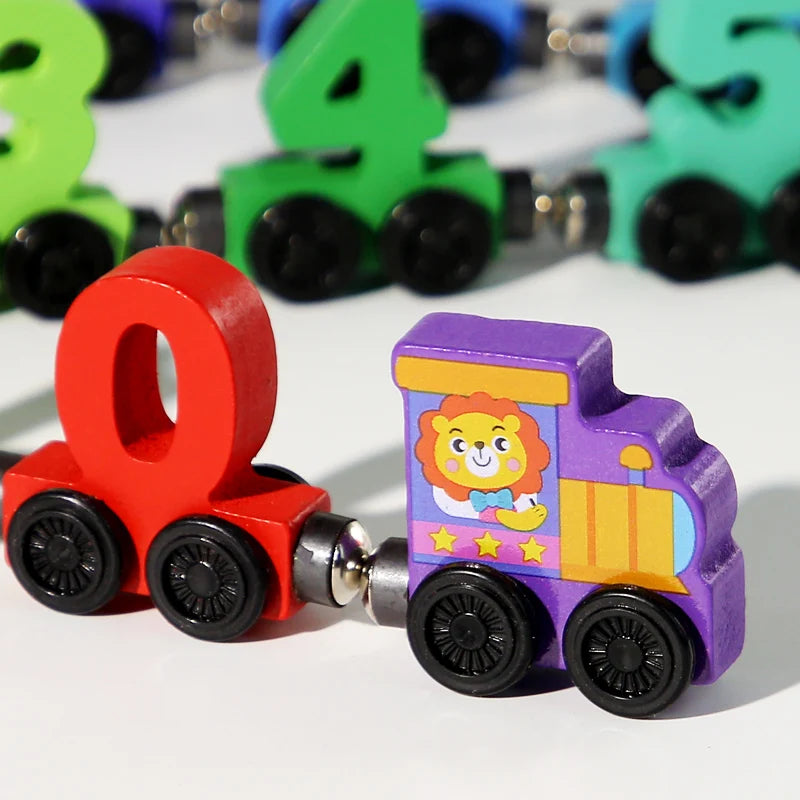 Magnetic Wooden Train Set – Number Learning Building Blocks