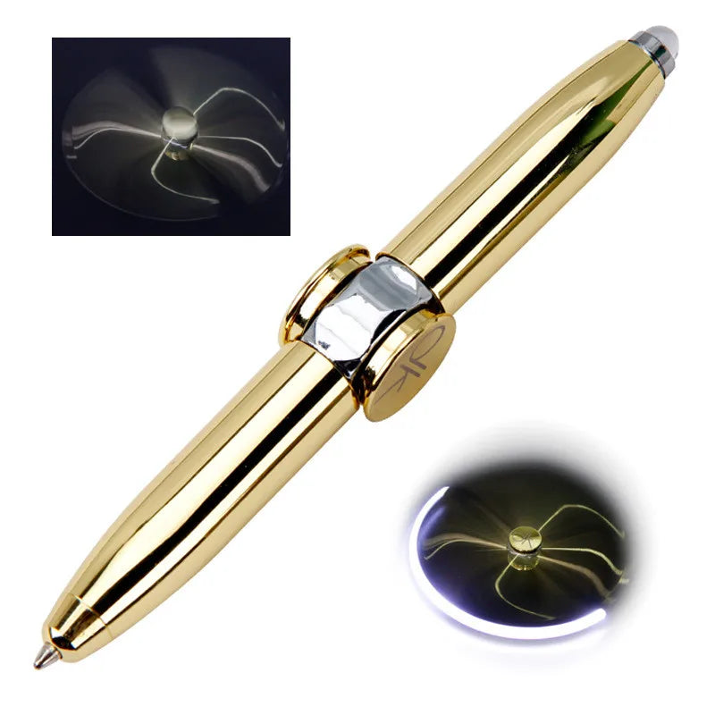 LED Fidget Spinner Pen – Metal Gyro Ballpoint Pen with Light