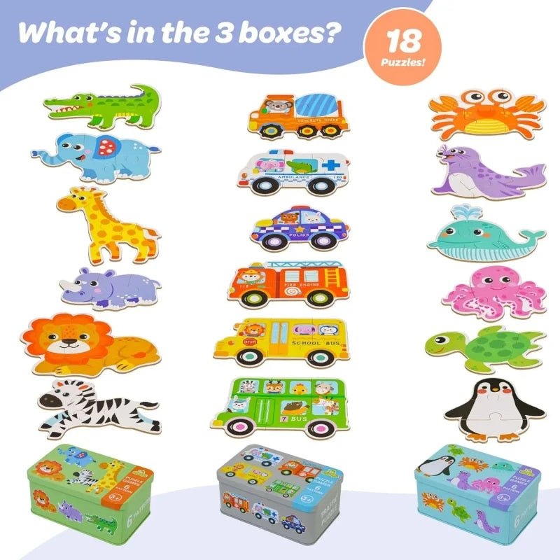 Montessori Toddler Puzzle – Wooden Animal Jigsaw Game