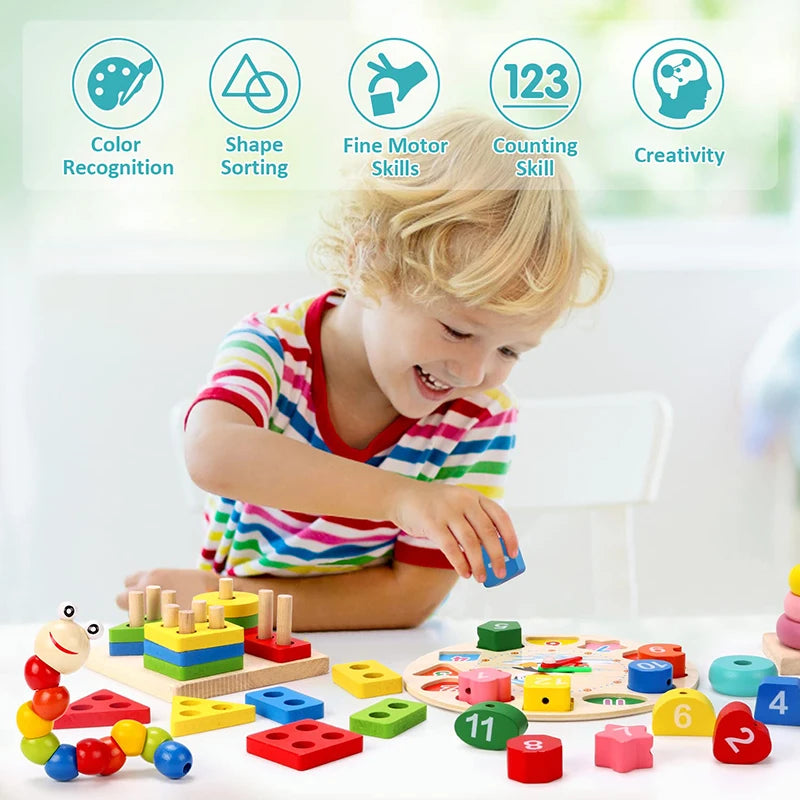 Montessori Wooden Puzzles for Kids – 3D Early Learning Toy