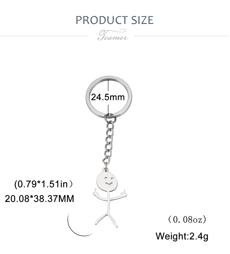 Middle Finger Keychain Stainless Steel
