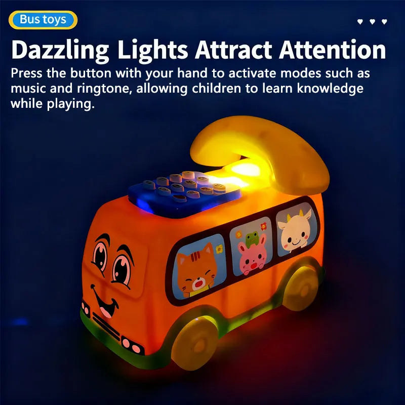 Toddler Telephone Toy – Interactive Musical Bus Learning Toy