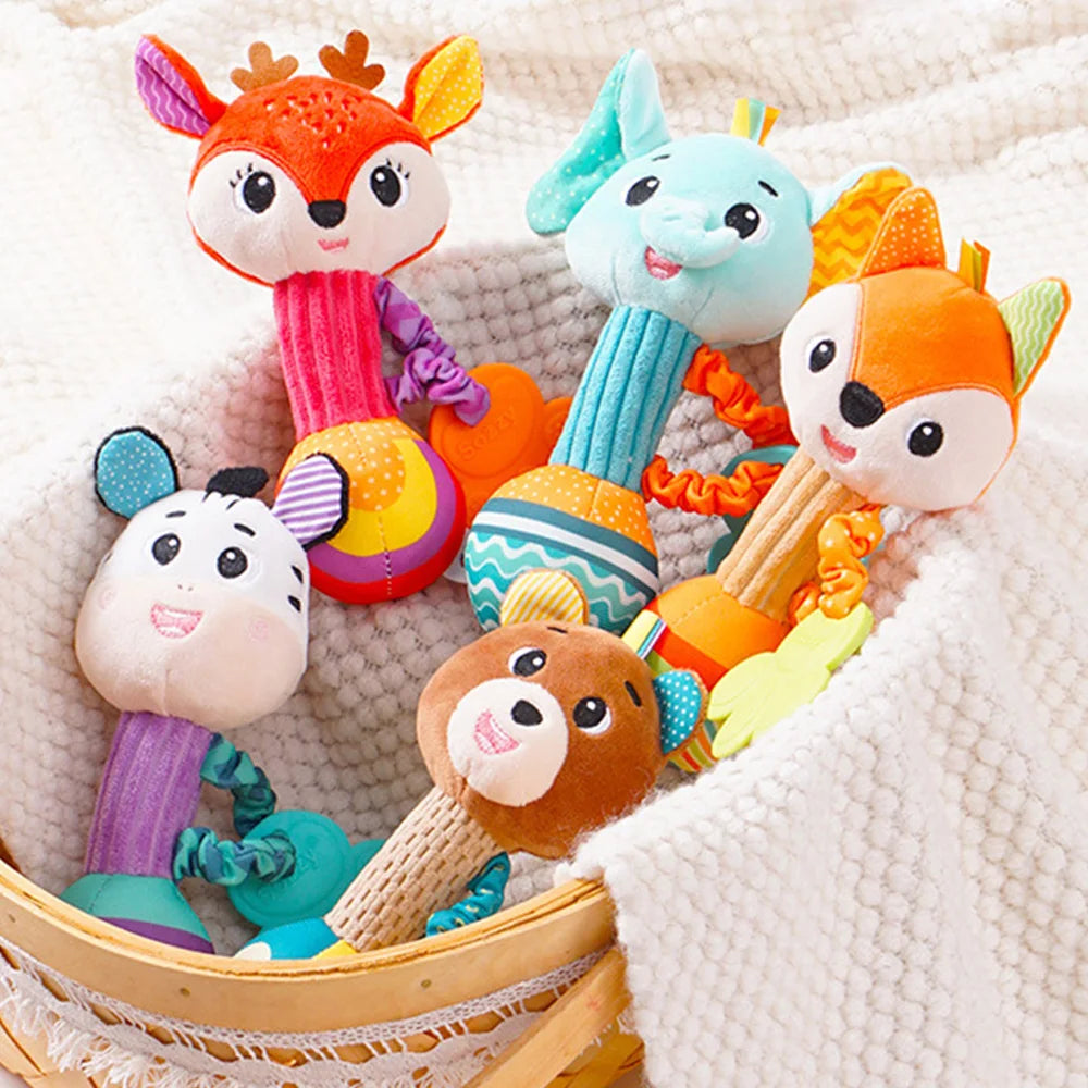 Baby Animal Rattle – Soft Plush Sensory Shaker Toy