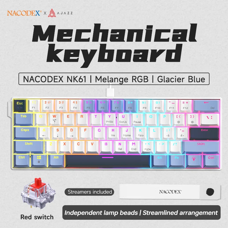 60% Mechanical Gaming Keyboard – 61 Key RGB Hot-Swappable