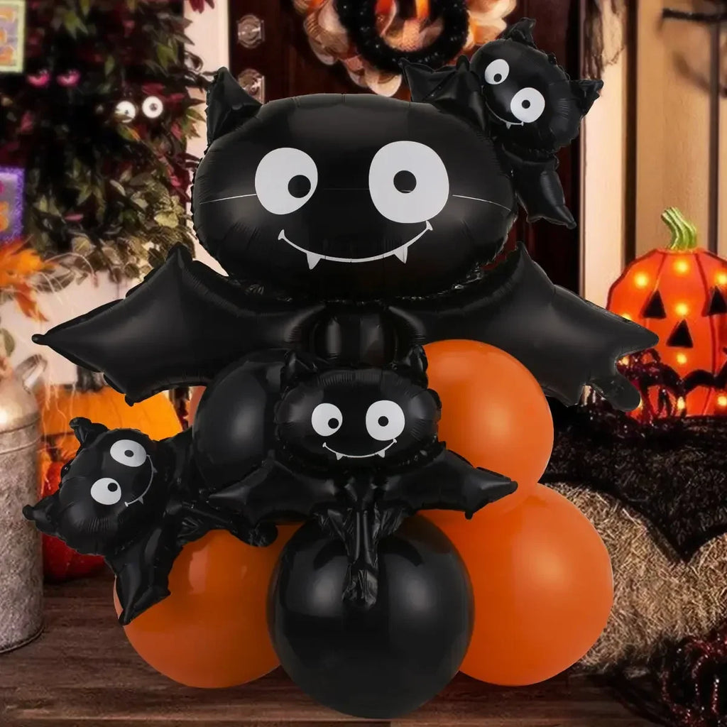 12/13pcs Happy Halloween Balloon Set With Black kids-game-jumpsuit-costume-red-greenOrange Latex Globos Ghost Bat Pumpkin for Haunted House Room Halloween Eve Decor
