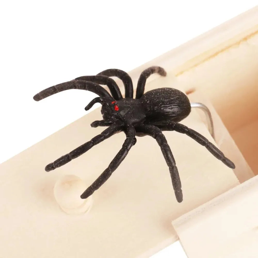 Tricky Spider Prank Box – Wooden Haunted House Display