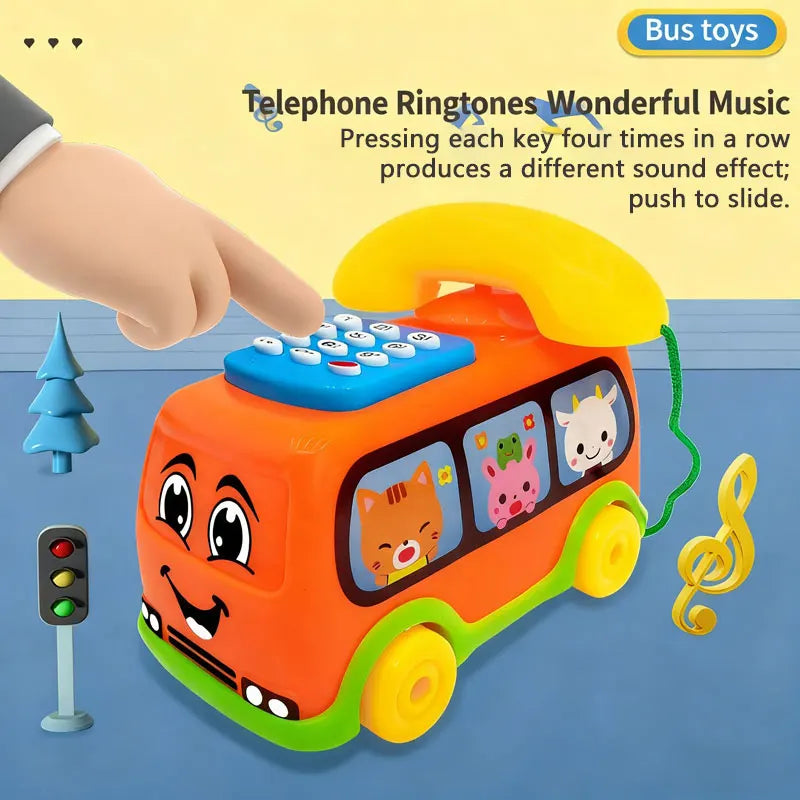 Toddler Telephone Toy – Interactive Musical Bus Learning Toy
