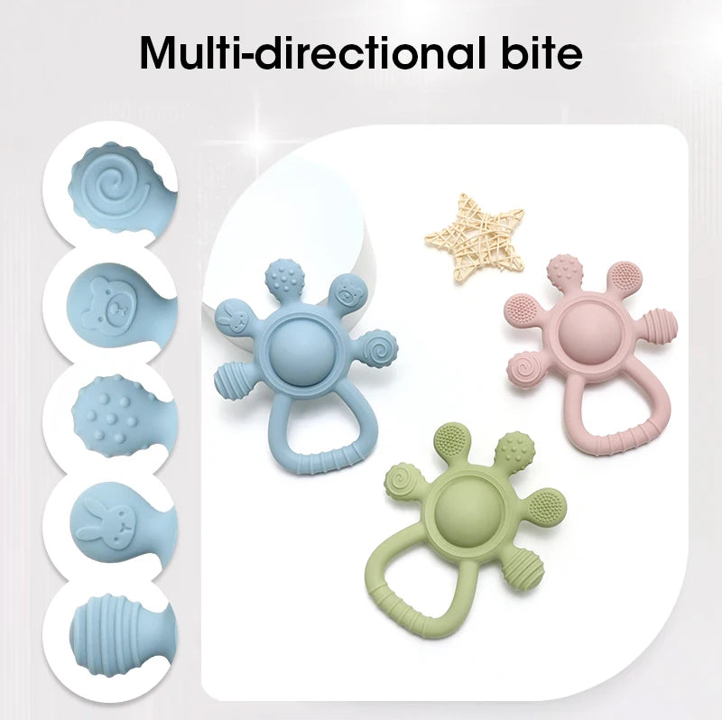 Silicone Baby Teether – Palm Rattle Bunny Teething Toy