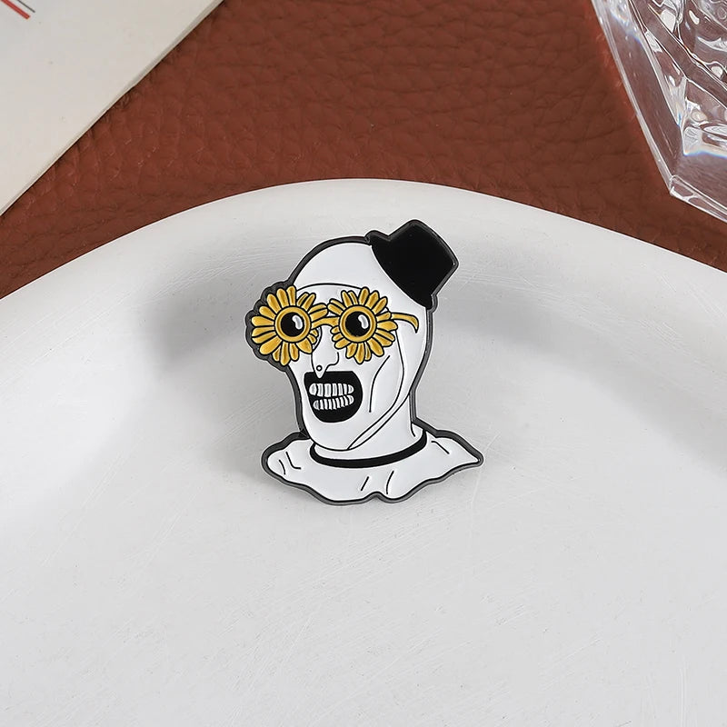 Horror Clown Enamel Pin Sunflower Sunglasses