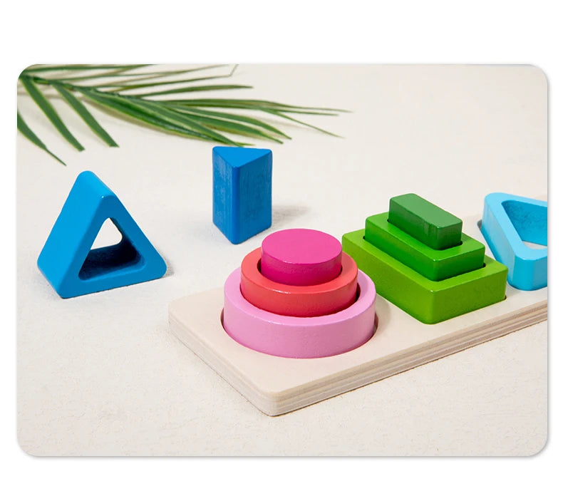 Montessori Sorting Toy – Wooden Shape & Color Stacking Game for Kids