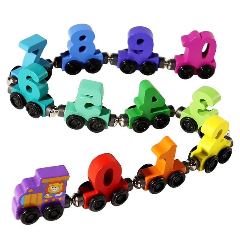 Magnetic Wooden Train Set – Number Learning Building Blocks