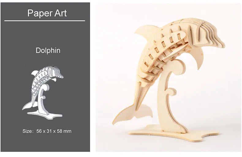 3D Wooden Animal Puzzle – DIY Assembly Model Kit