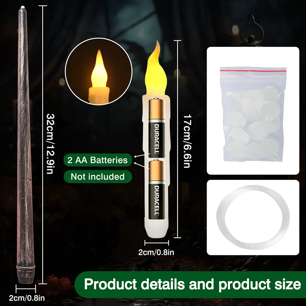 LED Floating Candles with Magic Wand for Halloween Decor
