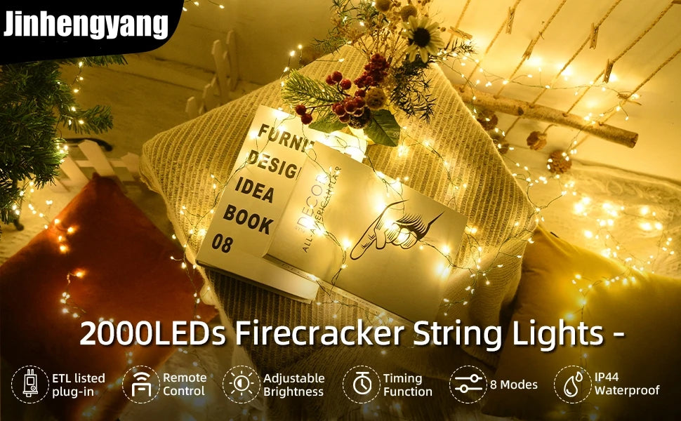 LED Firecracker String Lights 900 LEDs with Remote Control