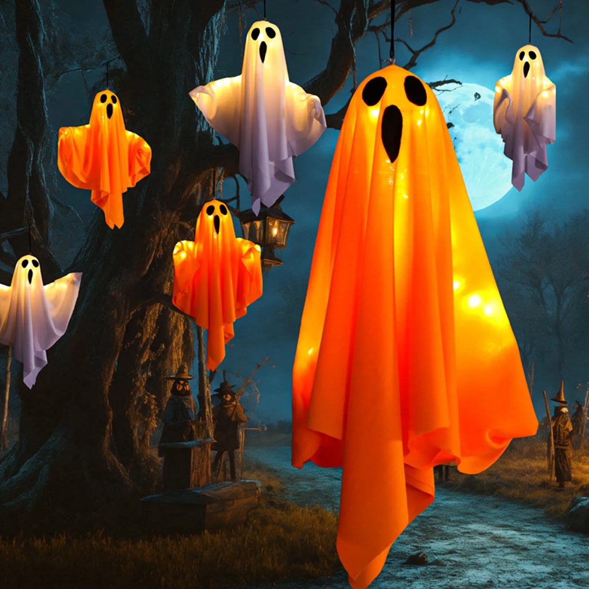Halloween Ghost Decoration Hanging Light-Up Ghost for Party Decor