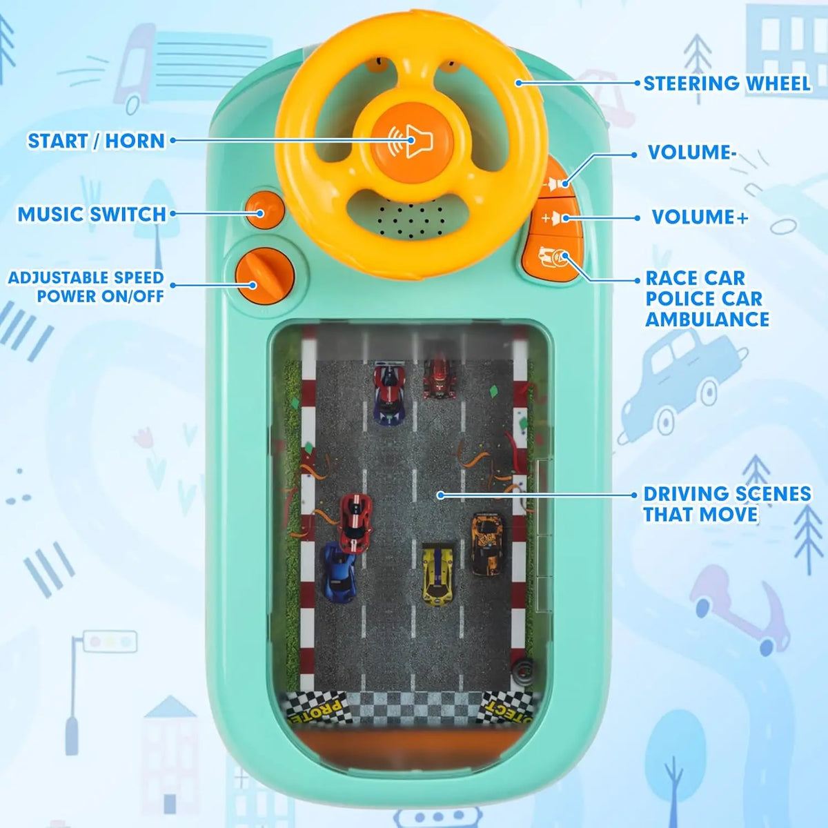 Kids Steering Wheel Toy – Interactive Pretend Driving Game