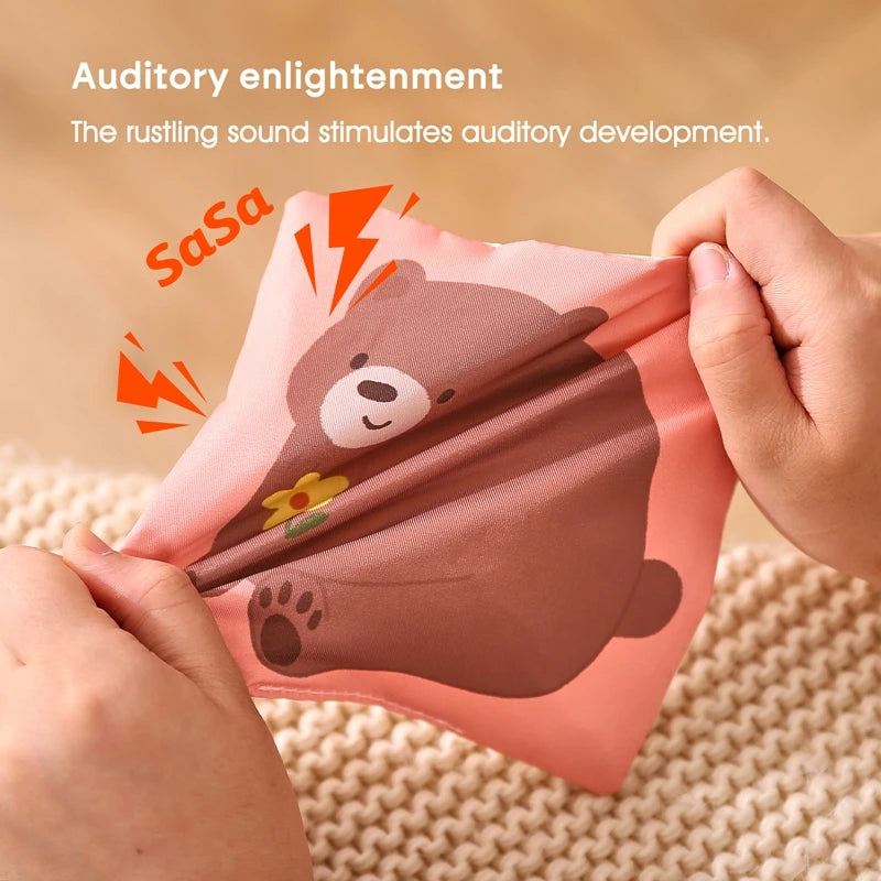 Montessori Tissue Box Toy – Baby Sensory Cloth Busy Cube