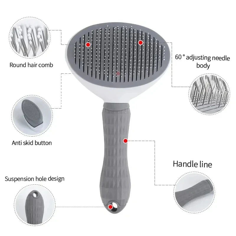 Dog Grooming Brush – Self Cleaning Pet Hair Remover Comb