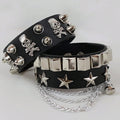 Vintage Leather Bracelets Punk Row Cuspidal Spikes Rivet Stud Wide Cuff PU Leather Punk Gothic Rock Unisex goth accessories
