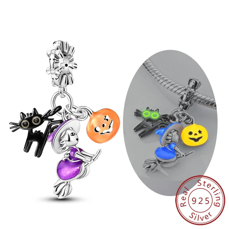 Halloween Charm Pendant Pumpkin Witch Bead Bracelet Jewelry