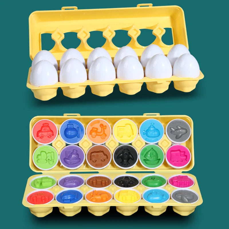 Montessori Matching Eggs 12-Piece Color & Shape Sorting Toy