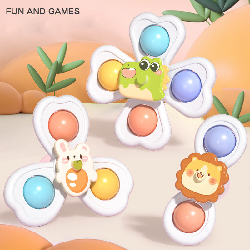 Baby Suction Spinner Toy – 3-in-1 Teething Sensory Toy