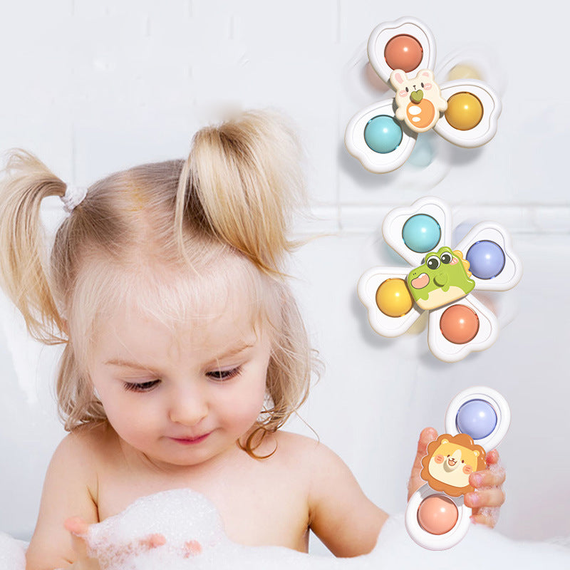 Baby Suction Spinner Toy – 3-in-1 Teething Sensory Toy