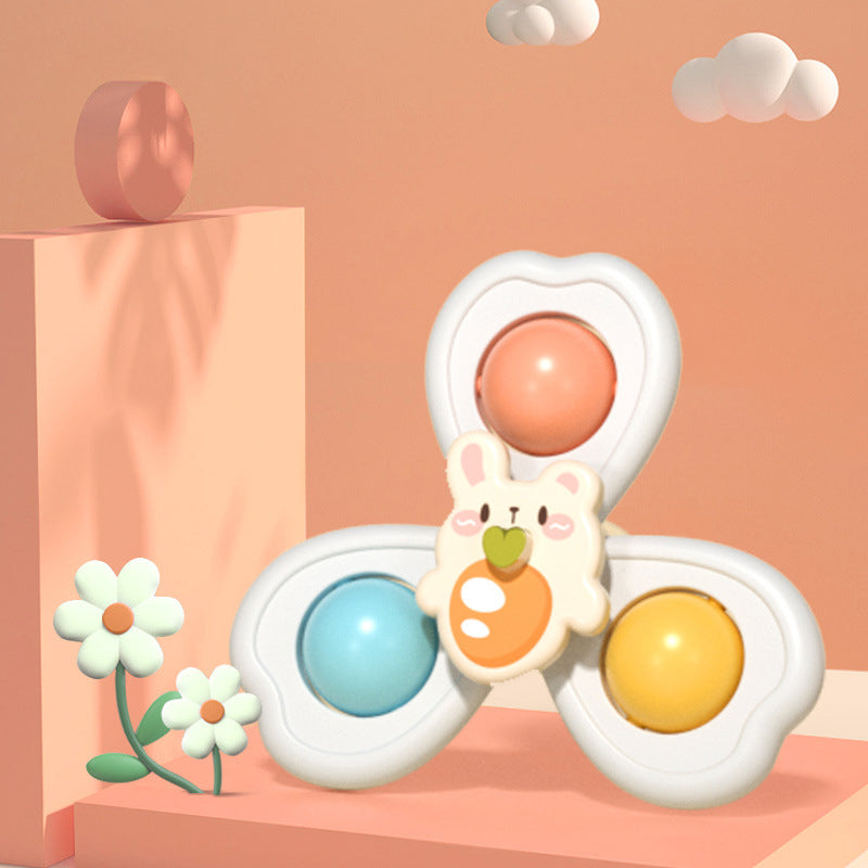 Baby Suction Spinner Toy – 3-in-1 Teething Sensory Toy
